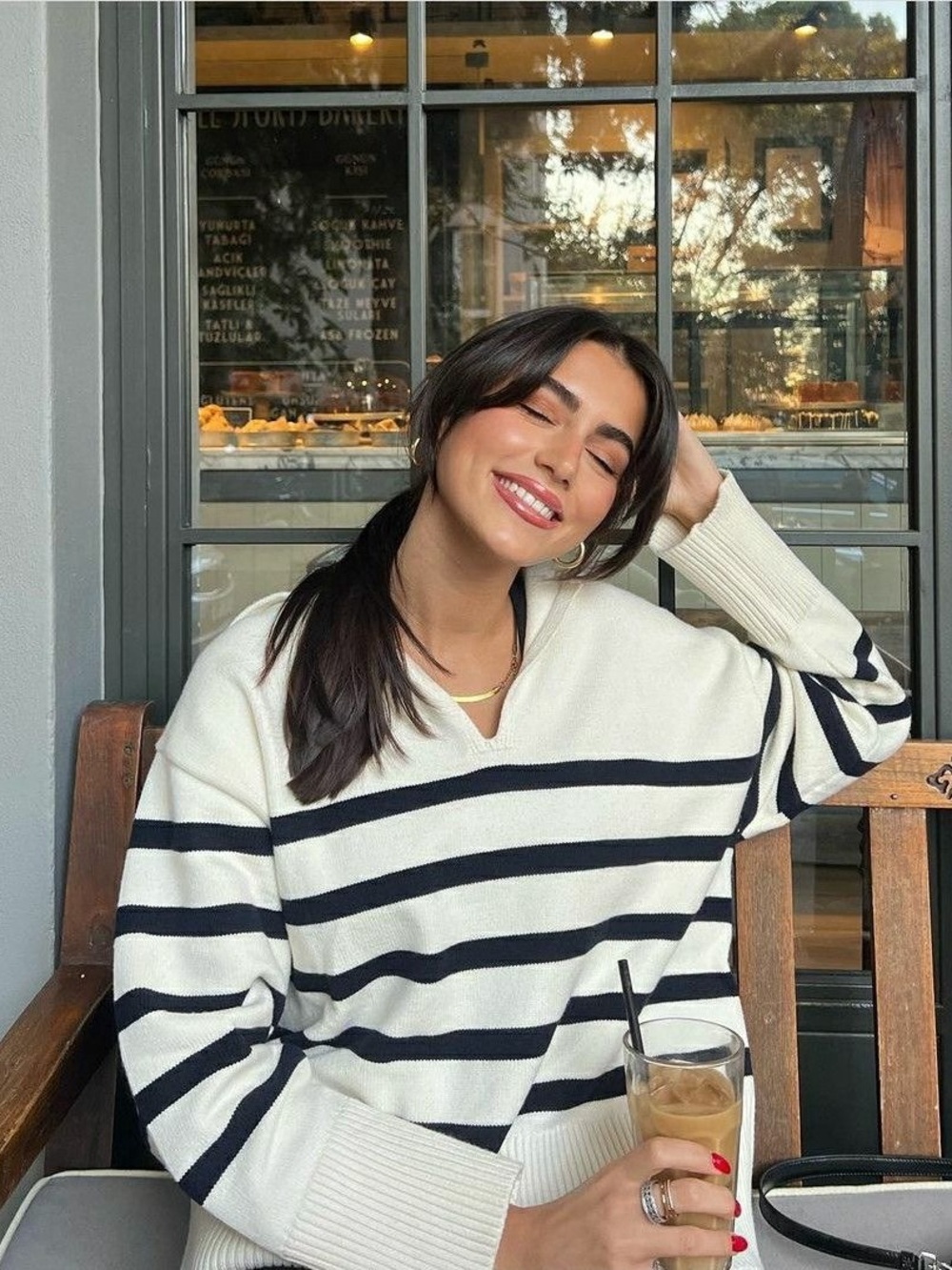 Zara Striped Knit Sweater Cream and Black